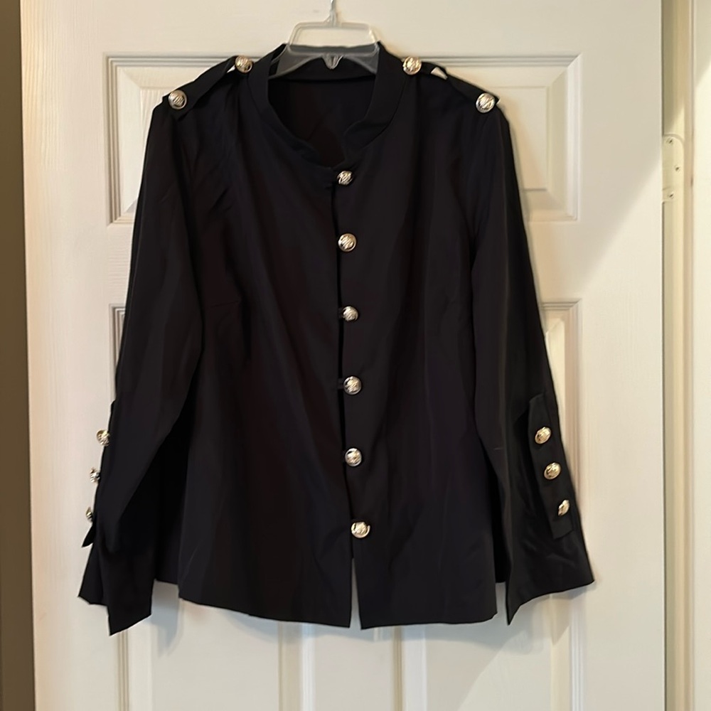 SHEIN black and silver button long sleeve jacket